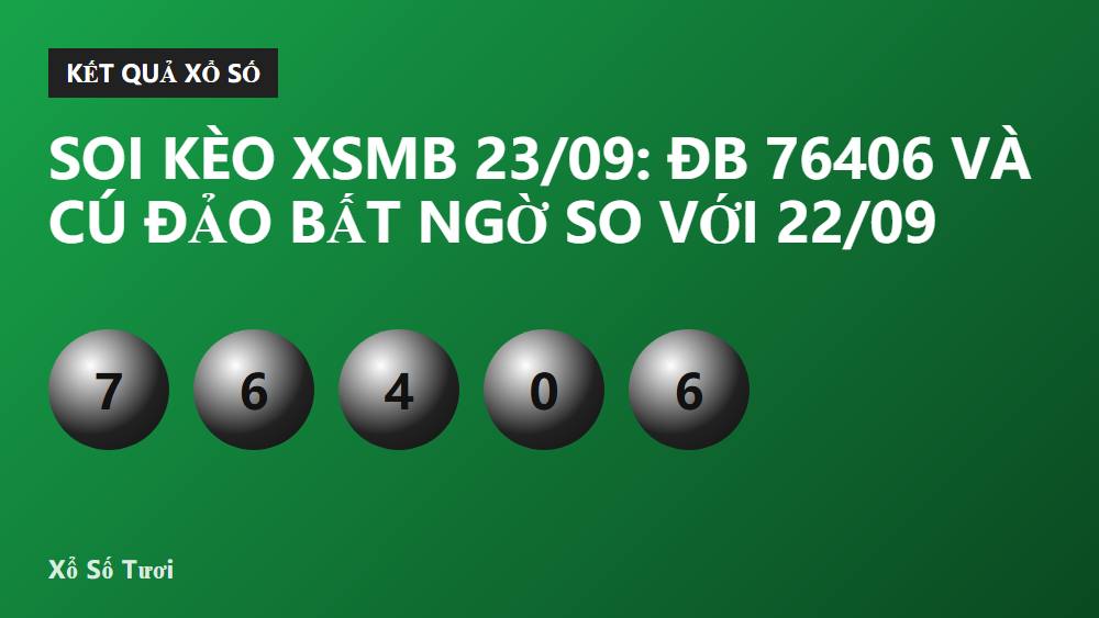 Soi kèo XSMB 23/09: ĐB 76406 và cú đảo bất ngờ so với 22/09