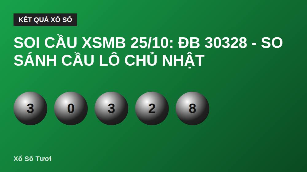 Soi cầu XSMB 25/10: ĐB 30328 - So sánh cầu lô Chủ Nhật